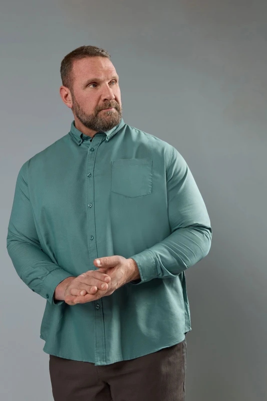 Image of BadRhino Long Sleeve Oxford Shirt Mid Blue