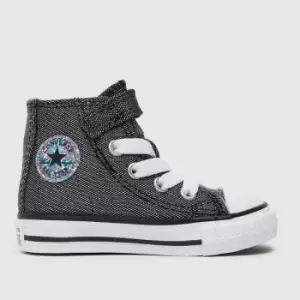 Image of Converse Black & White Hi Underwater Glitter 1v Girls Toddler Trainers