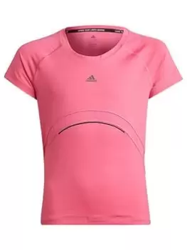 Image of adidas Junior Girls Train Hiit T-Shirt Ss - Bright Pink, Bright Pink, Size 7-8 Years, Women