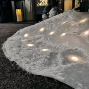 Image of 90cm LED White Fur Fabric Christmas Tree Skirt