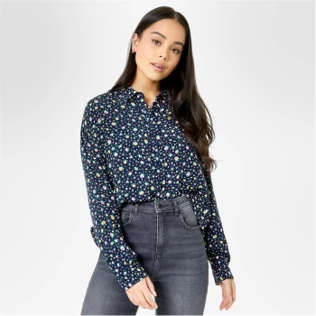 Image of Jack Wills St Bedes Print Boxy Shirt - Navy