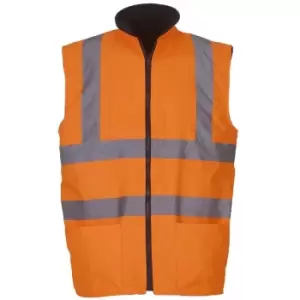 Image of Yoko Mens Workwear Hi-Vis Reversible Fleece Vest / Jacket (Pack of 2) (XL) (Hi Vis Orange) - Hi Vis Orange