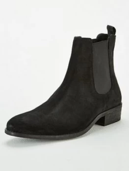 Image of OFFICE Brady Western Suede Chelsea Boots - Black Suede, Size 11, Men