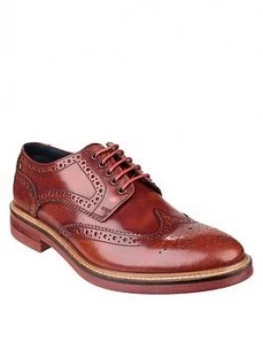 Image of Base London Base London Woburn Hi-shine Lace Up Brogue Shoe, Tan, Size 6, Men