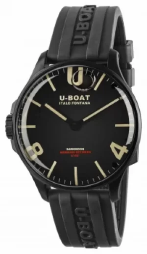 Image of U-Boat DARKMOON 44MM BLACK IPB CASE Black Rubber Strap 8464/ Watch