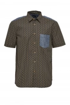 Image of Mens French Connection Kast Tile Short Sleeved Shirt Yellow