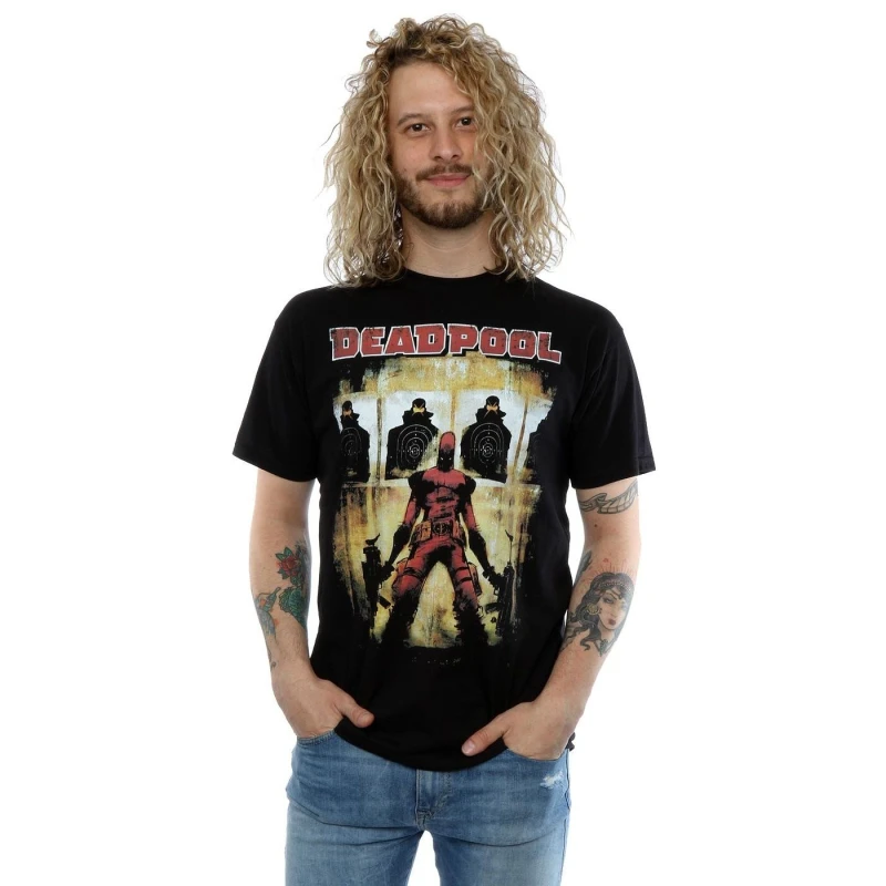 Image of Marvel Marvel Men Deadpool Target Practice T-Shirt in Black Size: Small Black S Male 5060475286014