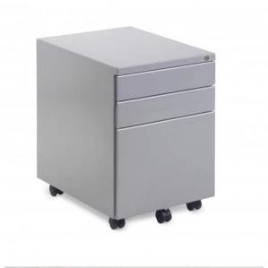 Image of Steel 3 drawer wide mobile pedestal - silver