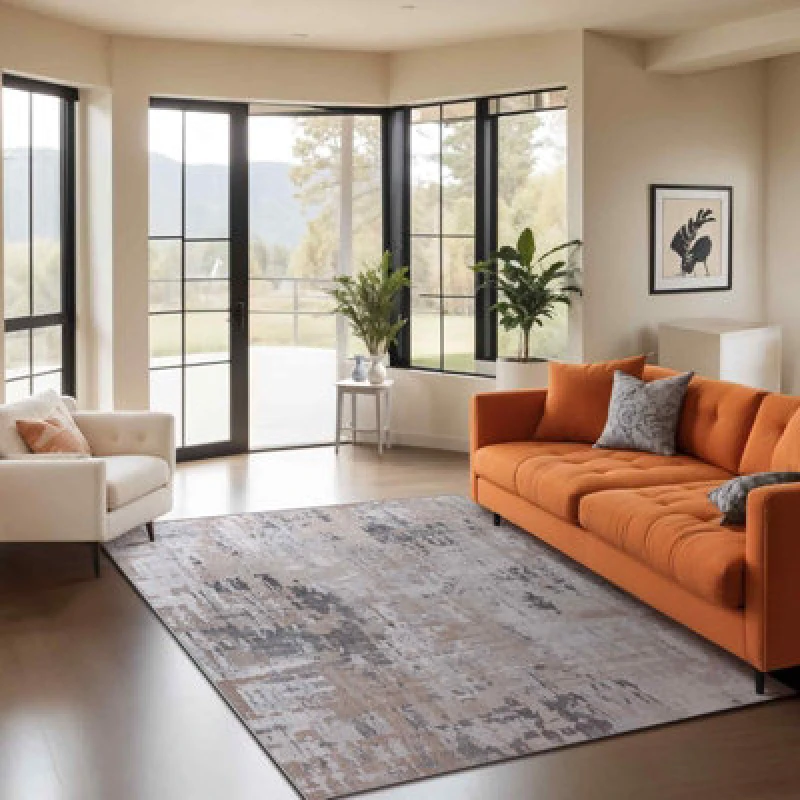 Image of Livabliss Abstract Modern Marble White/beige Organa Area Rug 160 X 220 Cm - Easy Care, Non Shedding, Ideal For Living Room & Bedroom