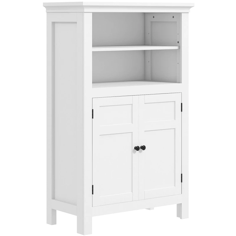 Image of HOMCOM Modern Bathroom Storage Cabinet w/ Open Shelves, White 834-718V00WT