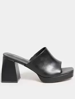 Image of Yours Yours Wide Fit Chunky Platform Mule Black, Size 4E, Women