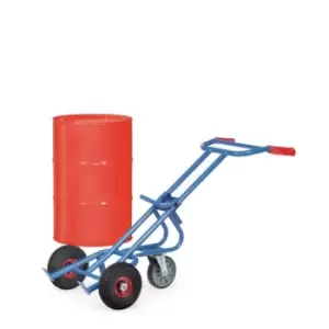 Image of Slingsby Steel Drum Trolley on Rubber Tyres and With One Back Castor Support