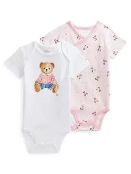 Image of Ralph Lauren Baby Girls 2Pk Bodysuits Gift Box - Pink, Size 9 Months
