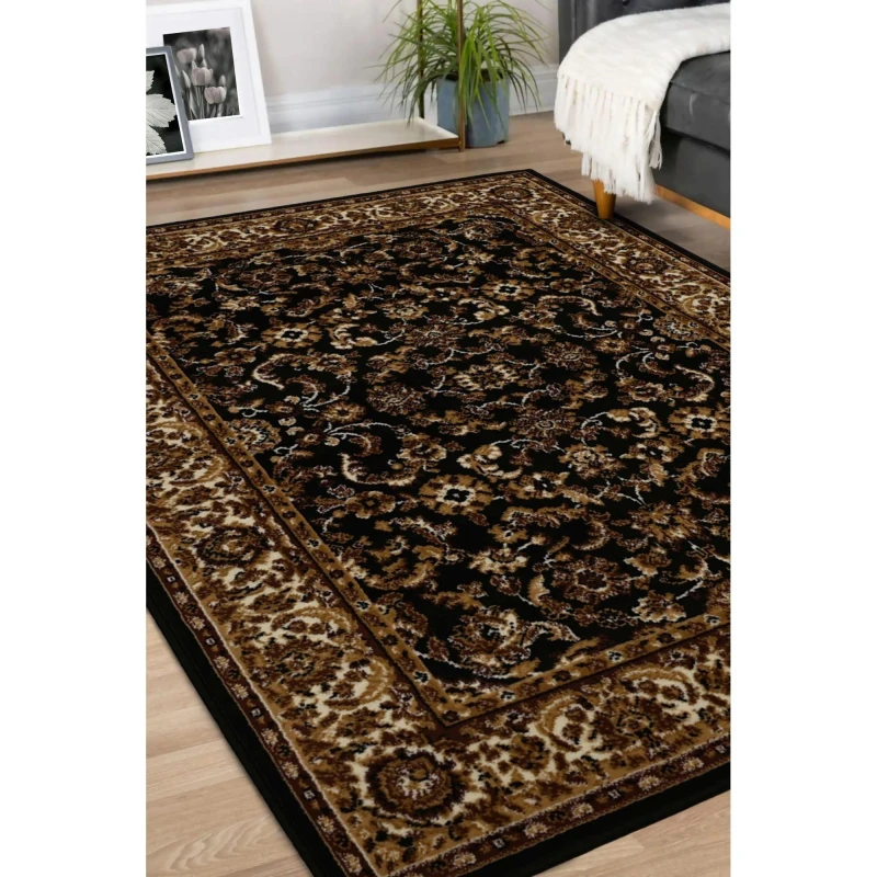 Image of Homemaker Maestro Traditional Border Woven Rug Black 120X170 WB14101