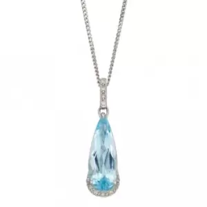 Image of Blue Topaz Teardrop White Gold with Diamonds Pendant GP2277T