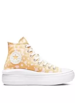 Image of Converse Chuck Taylor All Star Move Floral Platform Canvas Hi - Yellow/White, Yellow/White, Size 3, Women