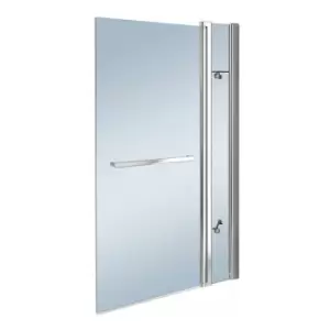 Image of Aqua 6 Square Hinged Bath Screen with Fixed Panel and Towel Rail 1500mm H x 900mm W - 6mm Glass - Aqualux