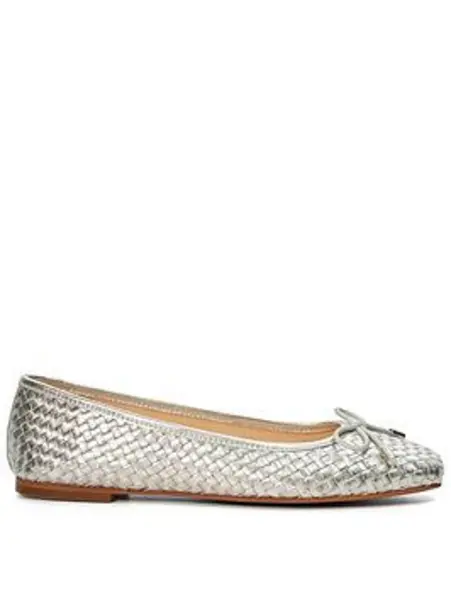 Image of Dune London Heights Bow Front Ballerina Shoes - Silver Silver VYCVB Female 4,5,6,7,8