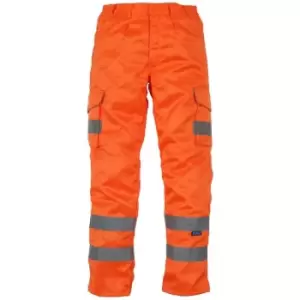 Image of Yoko Mens Hi Vis Cargo Knee Pad Regular Trousers 38" (Hi Vis Orange) - Hi Vis Orange