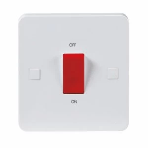 Image of KnightsBridge Pure 9mm 45A White 1G Double Pole 230V Electric Cooker Wall Plate Switch
