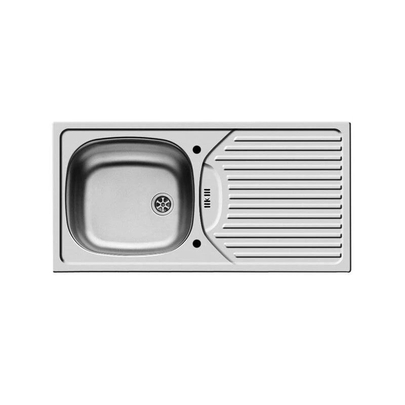 Image of Balterley Contemporary Stainless Steel Kitchen Sink with Drainer, 860 x 435mm in Metallic Silver Metallic Silver Unisex