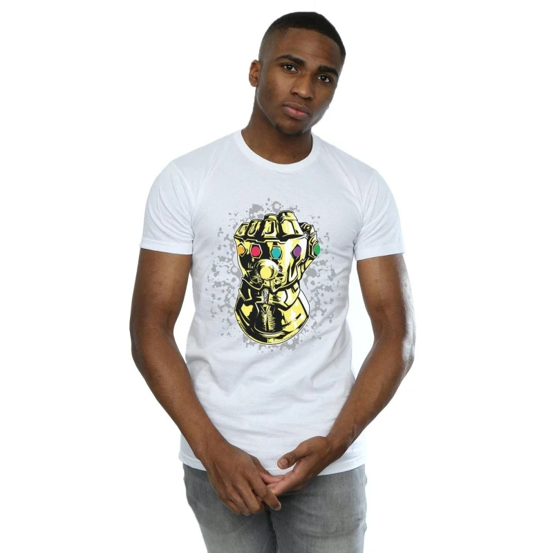 Image of Marvel Marvel Men Avengers Infinity War Thanos Fist T-Shirt in White Size: Small White S Male 5057736694879