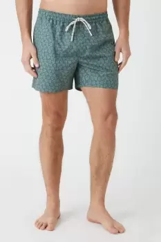Image of Mens Green Leaf Print Swim Short