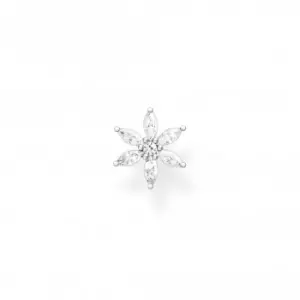Image of Silver Zirconia White Flower Single Ear Stud H2196-051-14