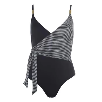Image of Biba Monochrome Wrap Swimsuit - Black
