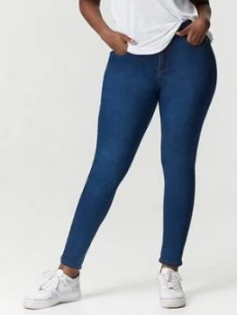 Image of Evans Regular Midwash Skinny Jeans - Blue