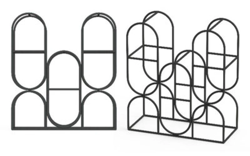 Image of Minster 36Cm - 8 Bottle Wine Rack - Cast Iron - L8 X W18 X H33cm - Black