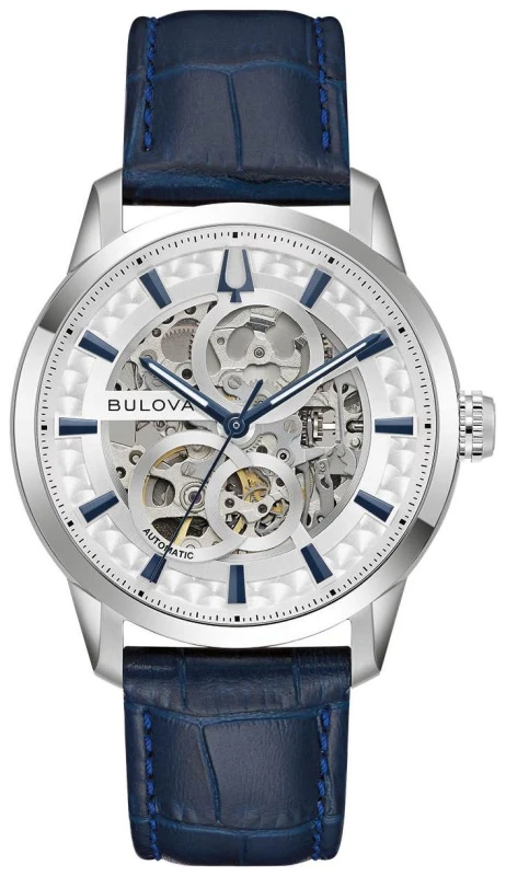 Image of Bulova 96A330 Sutton Automatic (40mm) Silver Skeleton Dial Watch