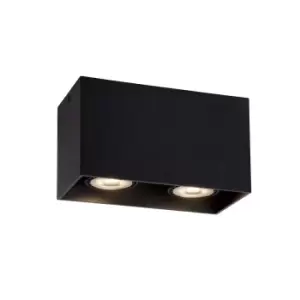 Image of Lucide Bodi Modern Surface Mounted Ceiling Spotlight 2xGU10 Black