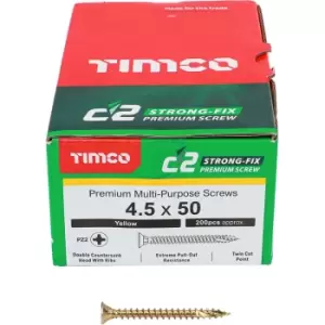 Image of Timco Yellow C2 Strong-Fix Double Countersunk PZ2 Screws - 4.5 x 50mm ( 200 Box )