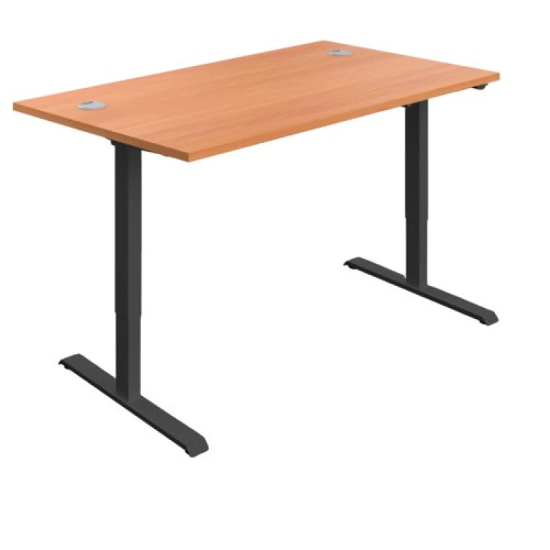Image of First Economy Single Motor Sit/Stand Desk 1200x800x705-1220mm Beech/Black KF803734
