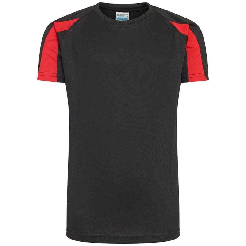 Image of AWDis Cool Contrast Moisture Wicking T-Shirt in Jet Black Size: 12-13 Years Jet Black Unisex 12-13 Years