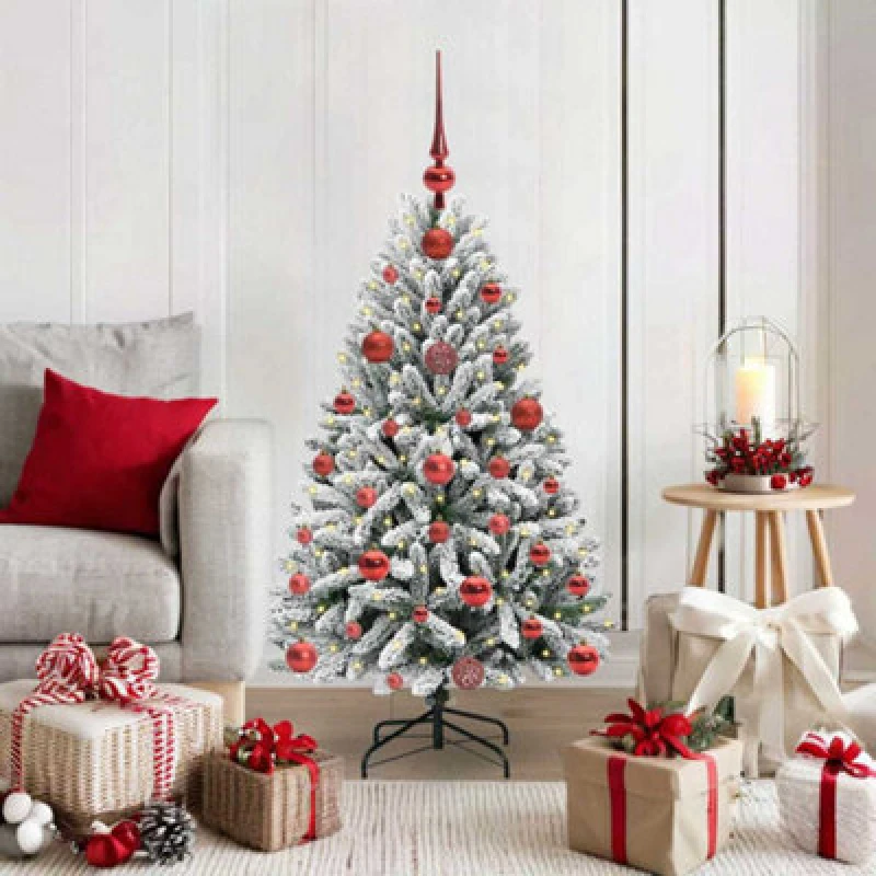 Image of Vidaxl Artificial Christmas Tree Green And White 120 Cm Pvc And Metal