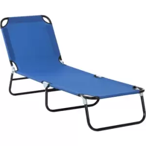Image of Folding Lounge Chair Outdoor Chaise Lounge for Bench Patio Blue - Outsunny