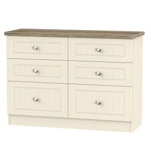 Image of Robert Dyas Wilcox Ready Assembled 6-Drawer Midi Chest of Drawers - Cream Ash