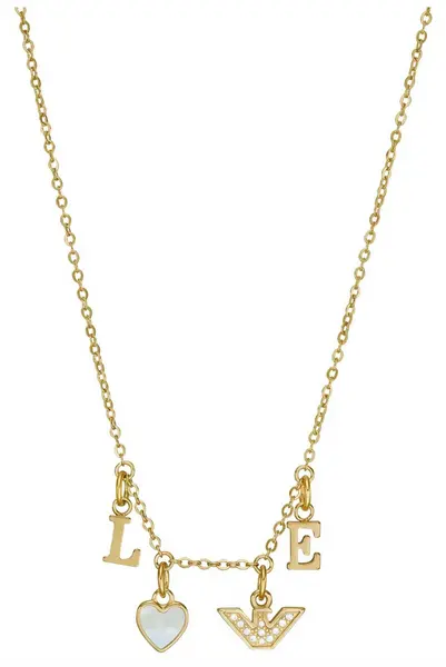 Image of Emporio Armani EGS2968710 Womens Love Necklace Gold Tone Jewellery