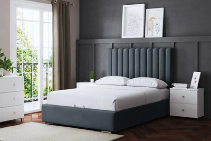 Image of DS LIVING Evangeline Steel Upholstered Panel Bed Small Double AM_TUBES_SDB_ST