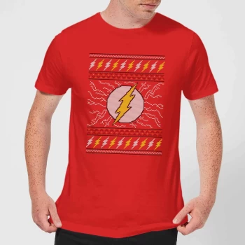 Image of DC Flash Knit Mens Christmas T-Shirt - Red - XS - Red