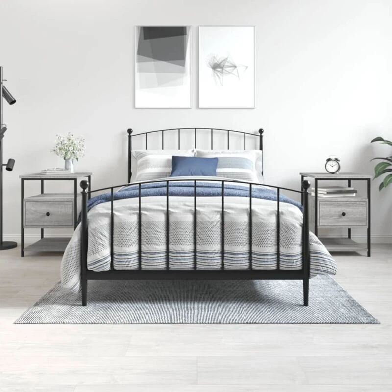 Image of Vidaxl Bedside Cabinets 2 Pcs Grey Sonoma 40X42X56cm Engineered Wood, Grey 826030