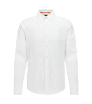 Image of Hugo Boss Orange Mabsoot Long-sleeved Button Shirt In White - Size M