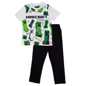 Image of Minecraft Boys Glitching Creeper Pyjama Set (6-7 Years) (Black/White/Green)