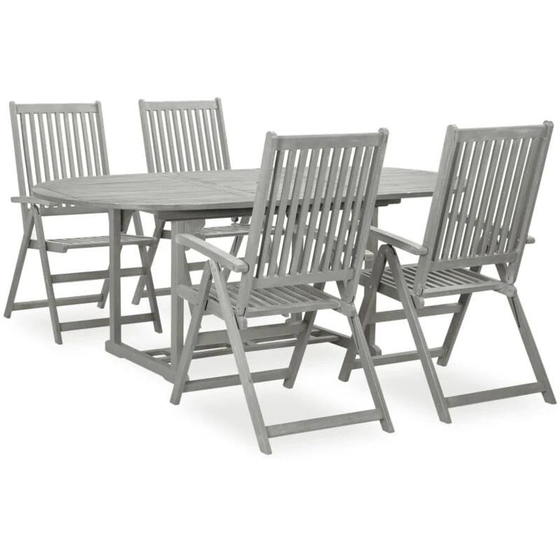 Image of VIDAXL 5 Piece Garden Dining Set Solid Acacia Wood Grey Vidaxl 8720286190777