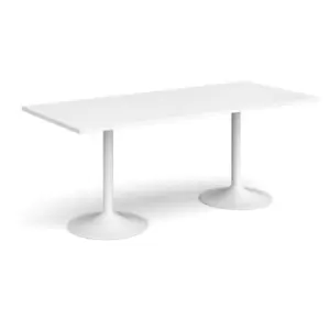 Image of Genoa rectangular dining table with white trumpet base 1800mm x 800mm - white
