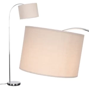 Image of Curva Floor Lamp in Chrome with Large Beige Shade