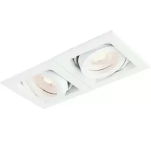 Image of Double Twin Square Adjustable Head Ceiling Spotlight White GU10 Box Downlight