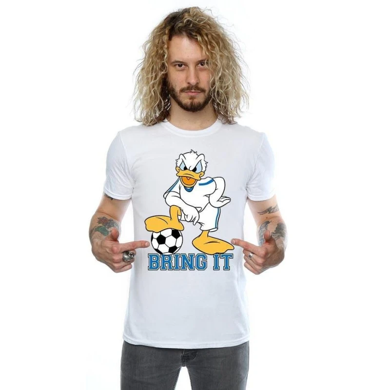 Image of Disney Men Donald Duck Bring It T-Shirt in White Size: Small White S Male 5057068054259
